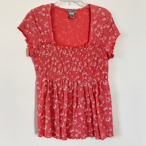 Coral Floral Top